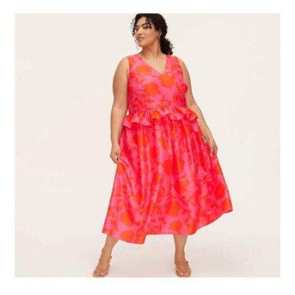 NEW Kate Spade NY x Target Classic Rose Peplum Midi Dress Size 18 - Picture 1 of 8